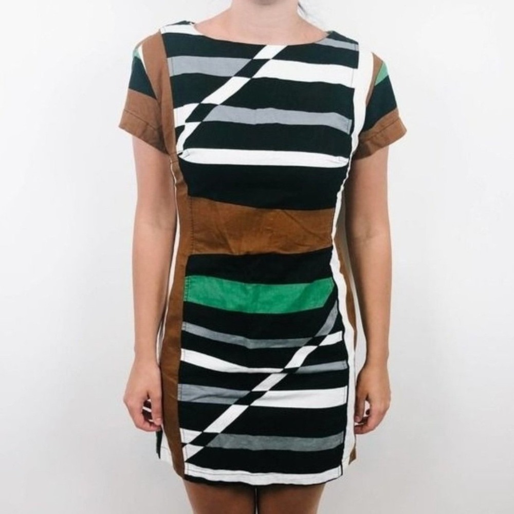 Derek Lam for DesigNation Geometric Striped Colorblock Shift Dress Size‎ 8